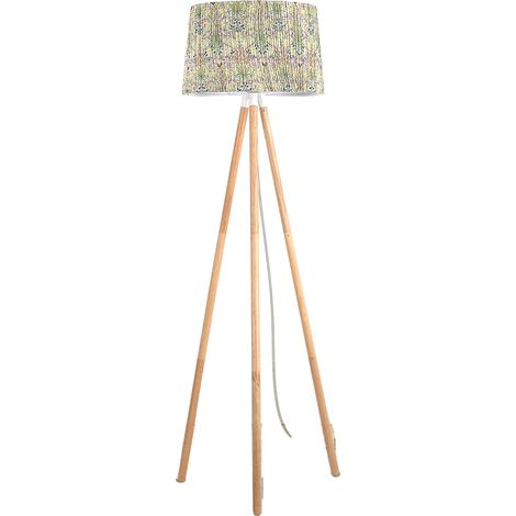 Lámpara de pie, base triangular, interruptor de pie, flor verde, enchufe europeo de 220V-240V. (1/2)