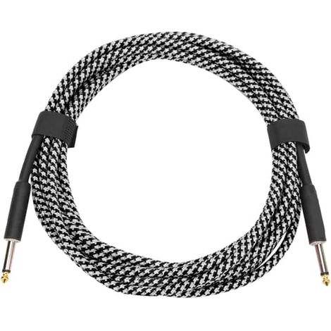 Câble d'extension audio tressé blindé pour instrument de musique avec connecteur nickelé, 6 mètres (blanc) (1/5)