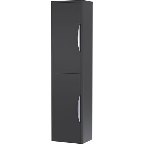 Wall Hung Tall Bathroom Storage Unit 1399 x 356 x 253mm - Dark Grey