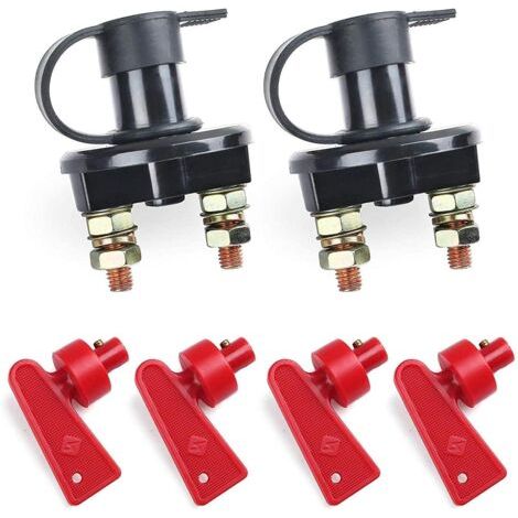 Set mit 2 12V-24V-Batterietrennschaltern, Hauptschalter, kompatibel mit abnehmbaren Schlüsseln, 2 Löcher, für Fahrzeug, Boot, Auto (1/5)