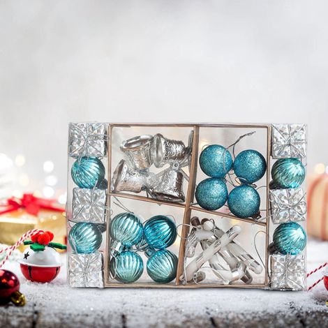 Ornement De Sapin De Noël - Lot De 26 Pièces En Boules Brillantes Et Mat, Cônes De Pin Et Clochettes - Décoration Pour Sapin, Couronnes Et Fêtes (1/4)