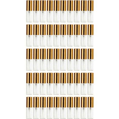 Mini flacons pulvérisateurs de 5ml, 50 pièces, bouteilles vides en verre Transparent, portables et rechargeables, pour parfum, huiles essentielles, or (1/5)