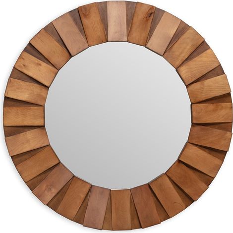 Miroir mural rondd en bois naturel SONA – Ø 89cm (1/2)