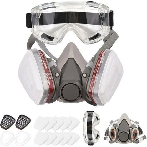 Respirateur rutilisable demi-masque 6200 masque gaz avec lunettes de scurit protection pour peinture couleurs multiples Largeight (1/4)