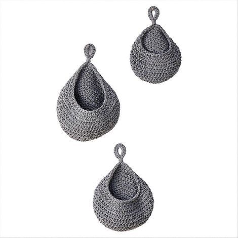 Lot de 3 paniers suspendus tressés pour légumes A (1/5)
