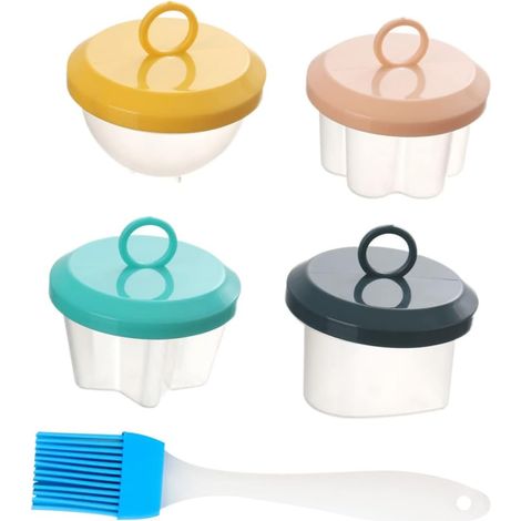 Love Moule à œufs en silicone - Cuiseur à œufs créatif - Cuiseur à œufs - Cuiseur à œufs - Four à micro-ondes - Cuiseur à œufs - Moule à vapeur - Moule à œufs en plastique antiadhésif-4 pièces (1/2)