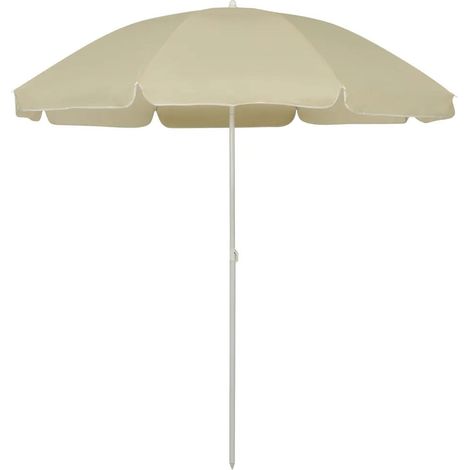 Parasol de plage inclinable anti-UV 240 x 240 cm style Hawaï en polyester blanc (1/5)