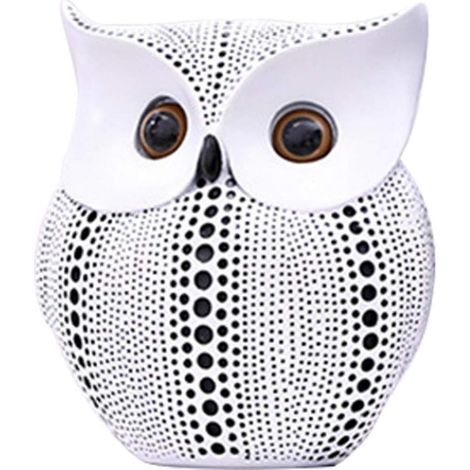 Sculpture de chouette à pois de style nordique - Statue de hibou en résine - Artisanat pour chambre à coucher, bureau, maison, ornement de chouette, oiseaux, amoureux des animaux - Cadeau (1/5)