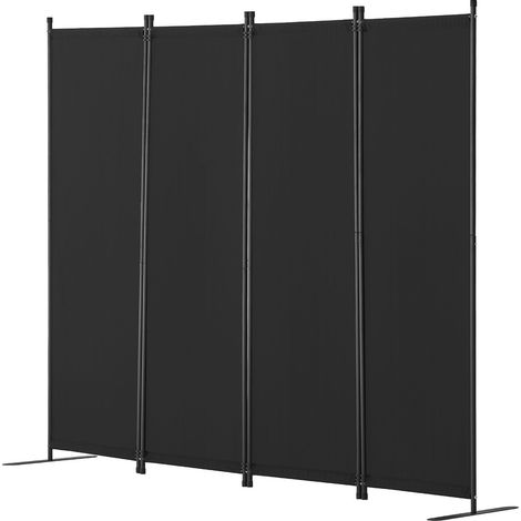 Panneau de séparation 4 panneaux, paravent pliant en tissu, cloison libre pour bureau, chambre, salle à manger, étude, noir. (1/5)