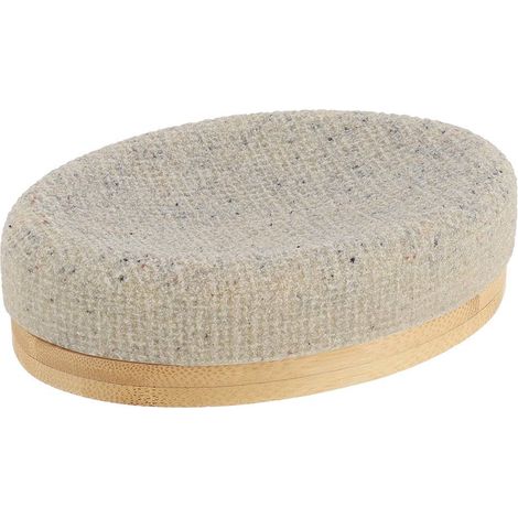 Portasapone ovale in poliresina effetto rete e bambù - naturale - Tendance