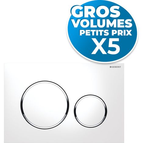 lot de 5 plaques de déclenchement WC DUOFIX Sigma 20, Blanc et chromé (115.882.KJ.1-GVP5)