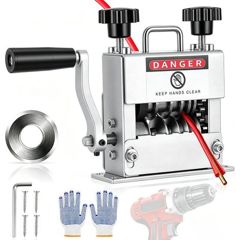 Machine à dénuder manuelle, 9 canaux et 5 lames, pour câbles de 0,4 à 17 mm, outil à dénuder pour le recyclage des câbles en cuivre avec manivelle et raccord de forage (1/5)