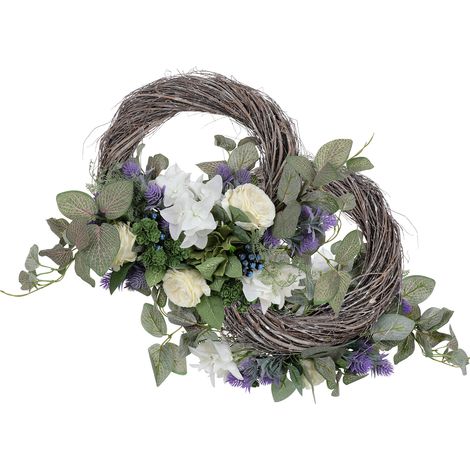 Künstlicher Lavendelkranz, Lavendel-Blumenkranz für Hochzeitsfeiern, Wand-, Fenster- und Heimdekoration (1/5)