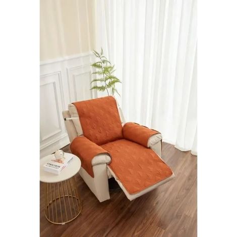 Housse Matelasse Antidrapante pour Fauteuil Relax 1 Place Protecteur Doux Orange multicolore HOUSSE DE FAUTEUIL (1/4)