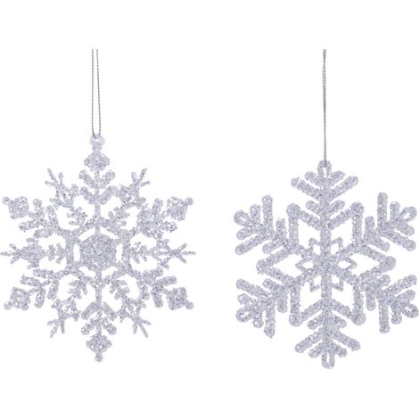 Pendente fiocco di neve in acrilico 12 x 12 cm trasparente/argento Peraga Christmas