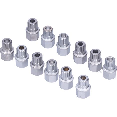 Kit de 12 embouts cannelés pour écrous de roue antivol, outils de démontage et d'entretien automobile. (1/5)