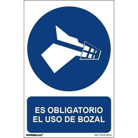Señal Es Obligatorio El Uso de Bozal Con Tintas UV | ADHESIVOS DE VINILO - 100 x 150 mm (1/2)