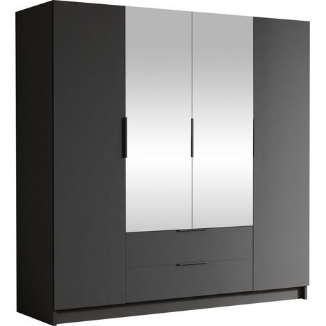 Armario Closico Cadron II, Negro, 216x200x60cm, Puertas de armario: Con bisagras, Número de estantes: 0