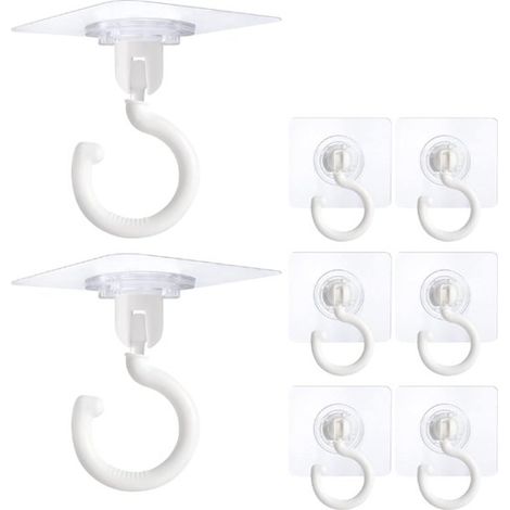 8 pezzi, ganci adesivi per appendere, 8,57,5 cm, gancio da soffitto, bianco, plastica, gancio, ganci per appendere, ganci per vestiti, ganci da parete, gancio per asciugamani, bagno (1/5)