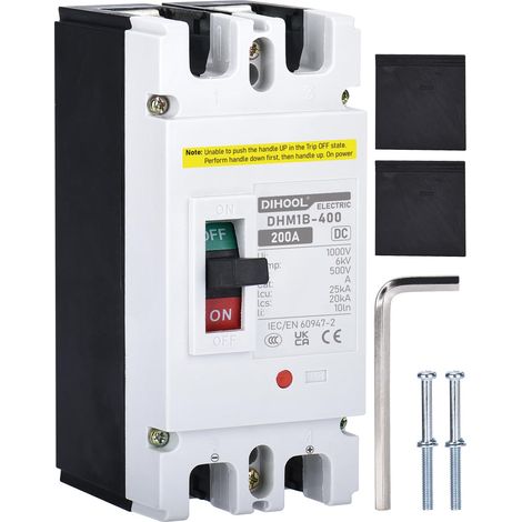 Disjoncteur dihool 200 ampères DC, interrupteur de déconnexion de la batterie 500V pour alimentation principale, énergie solaire, UPS、 Centrale électrique