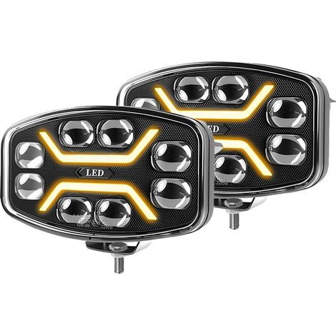Luci diurne a LED, alta luminosità, compatibilità versatile, 2 pezzi DRL bianco ambra (1/2)