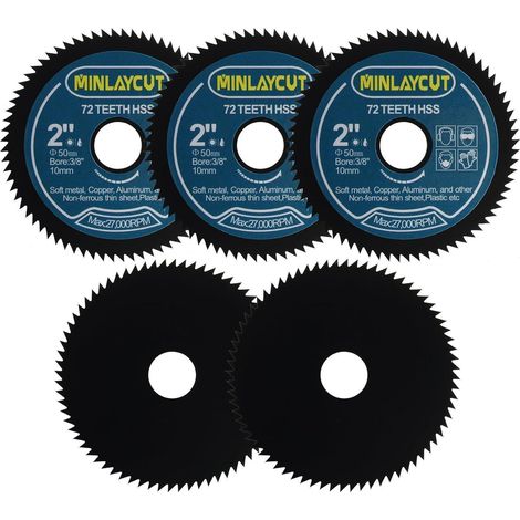5 Stück Sägeblätter 50mm 72T für Weichmetall, Kupfer, Aluminium, 10mm Bohrung (1/5)