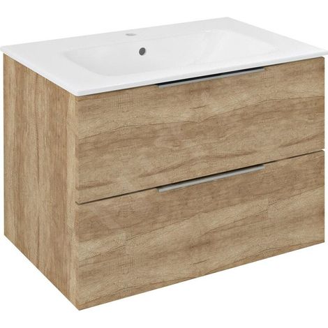 Sapho Cirasa - Meuble-lavabo 70x52x46 cm, 2 tiroirs, chêne Alabama CR701-2222 (1/4)