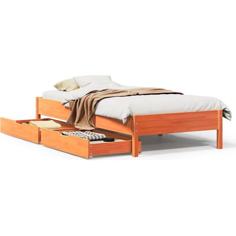 Maison Exclusive - Cadre de lit sans matelas cire marron 90x200 cm bois pin massif (1/5)