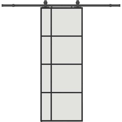 Porte coulissante,Porte intérieure,Porte d'entrée kit de quincaillerie noir 76x205 cm verre ESG CFW91407 (1/5)