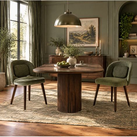 Set di 2 sedie 50,5x43x77,5 cm in legno di hevea verde scuro con supporto lombare - MEUBLIV (1/5)