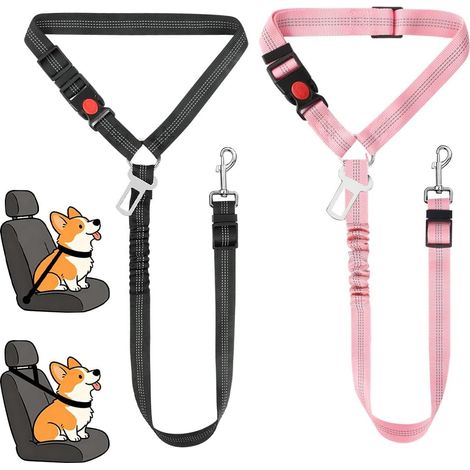 Ceinture Sécurité Chien Nylon, 2PCS 40-85cm Sécurité Chien Voiture (1/5)