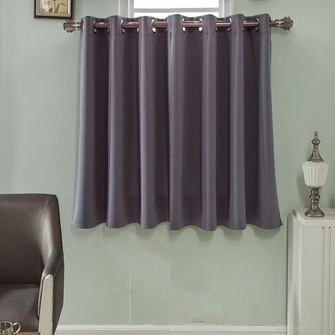 1 Rideau Occultant Gris Foncé à Oeillets 90x74cm pour Fenêtre Cuisine Salle de Bain