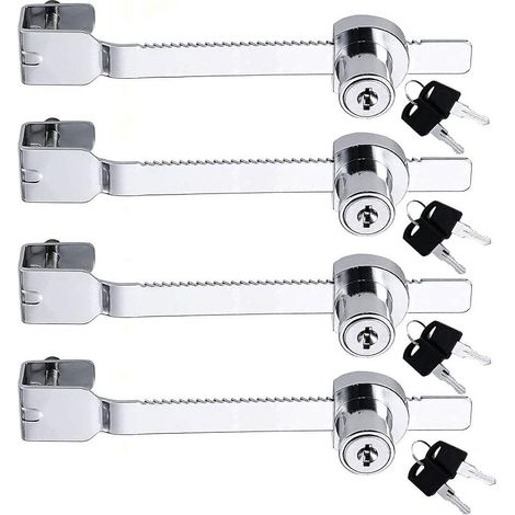 Lot de 4 serrures de terrarium pour vivarium avec clé, lame coulissante en verre, serrure de sécurité à cliquet pour vitrine, vitrine (1/5)