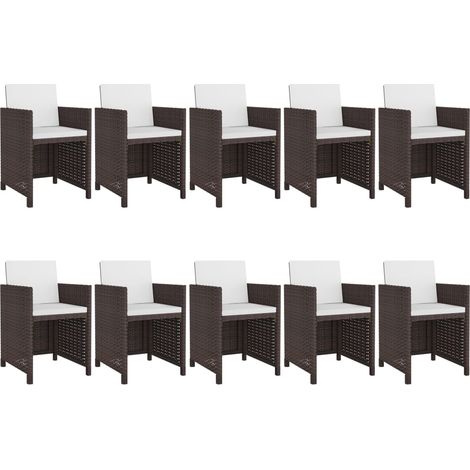 vidaXL Ensemble à manger d'extérieur et coussins 11 pcs résine tressée