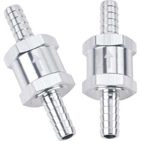 Satz mit 2 Einweg-Rückschlagventilen für Kraftstoffleitungen, 3/8", 10 mm, ohne Rückschlag, Diesel, Aluminium, silber