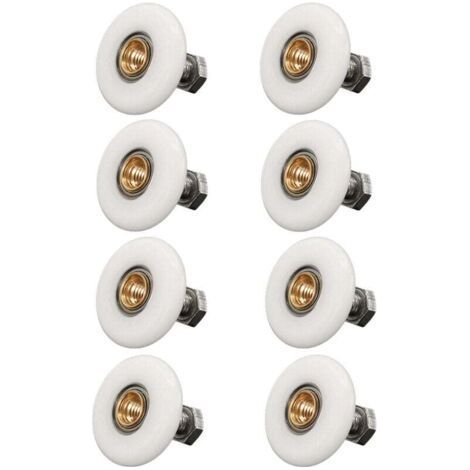 Set di 8 rotelle per porta doccia, 19 mm – Nylon e acciaio inossidabile di alta qualità – Con viti – Compatibili con box doccia (1/5)