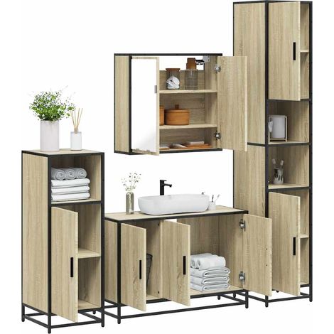 4-tlg. Badmöbel-Set Sonoma-Eiche Holzwerkstoff
