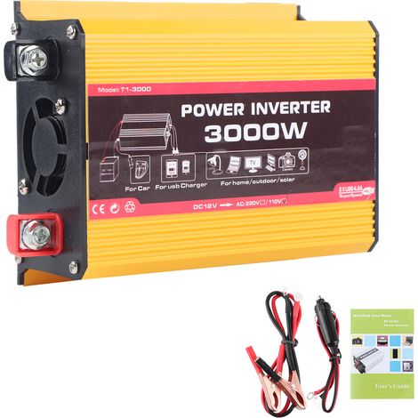 Auto-Wechselrichter, 3000 W, Dual-USB-Auto-Stromrichter, modifizierter Sinuswellentransformator (DC12V, AC110V) (1/5)