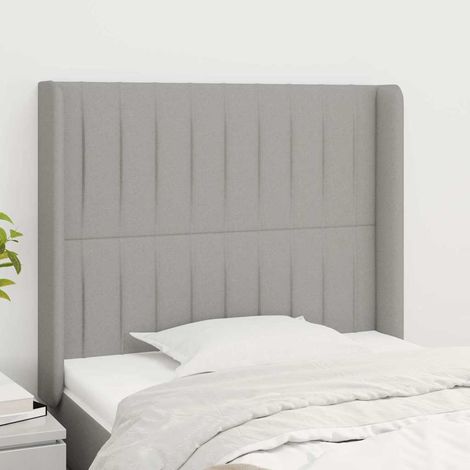 vidaXL Tête de lit avec oreilles Gris clair 103x16x118/128 cm Tissu (1/5)
