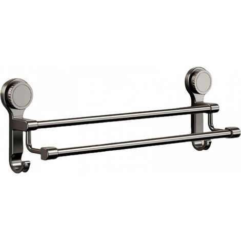 Porte-serviettes à ventouses à deux barres, adapté aux salles de douche, salles de bains, cuisines et portes vitrées (11,8 pouces). (1/5)