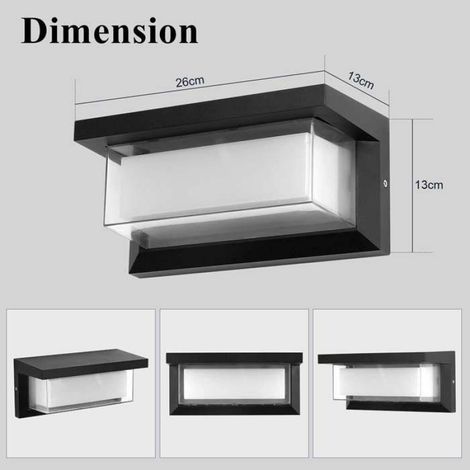 Lightess Applique Murale Extérieur LED 18W IP66 - Étanche, Aluminium, Noir Blanc Froid [Classe G] (1/4)