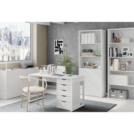 Mesa Escritorio Nexus, Mesa de Oficina Melamina de Alta Densidad, Blanco Atlas, 76 x 135 x 60 cm (1/5)