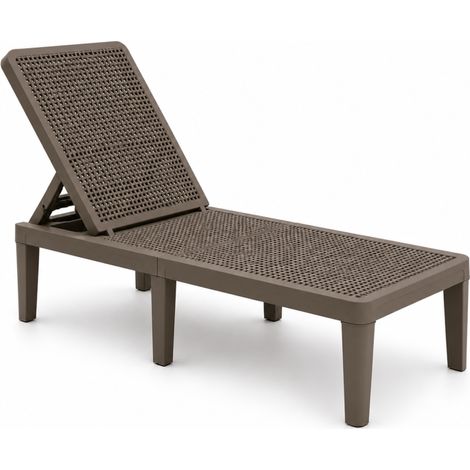 Transat de Jardin en Résine – Bain de Soleil avec Dossier Réglable – Café (1/5)