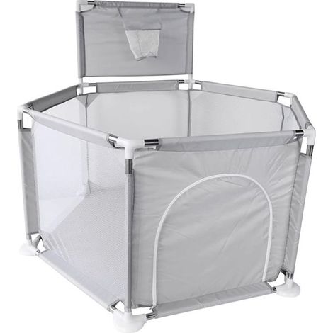 Parc bébé modulable pliable, parc enfant, piscine a balle pour bébé, avec panier de basket, 120x120x66cm et comme aide à la marche