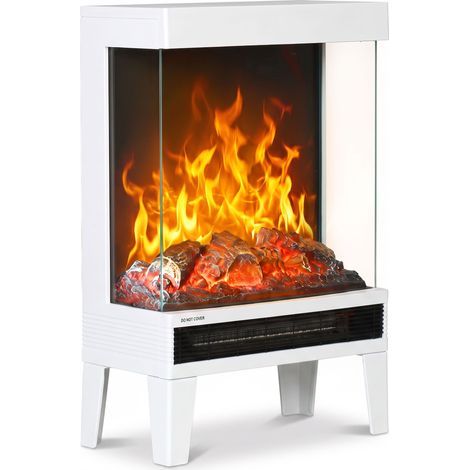 HOMCOM chimenea eléctrica 1000W/2000W calentador de chimenea con llama LED ajustable termostato y protección contra sobrecalentamiento 40,5x20x62 cm (1/5)