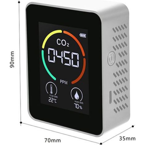 Moniteur Co2 - Détecteur Qualité Air Température Humidité - Pour Serre Laboratoire Maison - 1 Pièce (1/5)