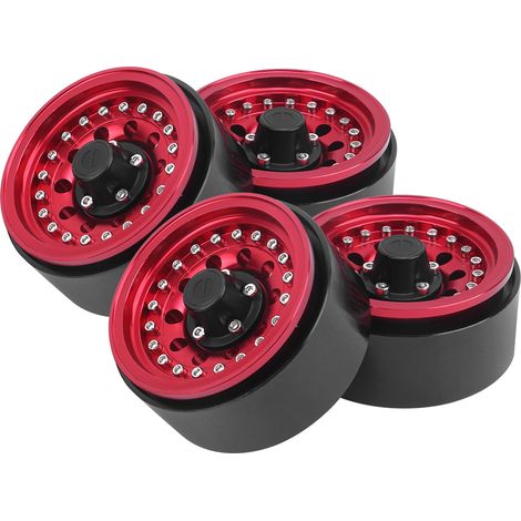 Radnaben aus Aluminiumlegierung, RC-Car-Zubehör, kompatibel mit 1/10 1,9 Zoll RC-Crawlern (rot). (1/5)