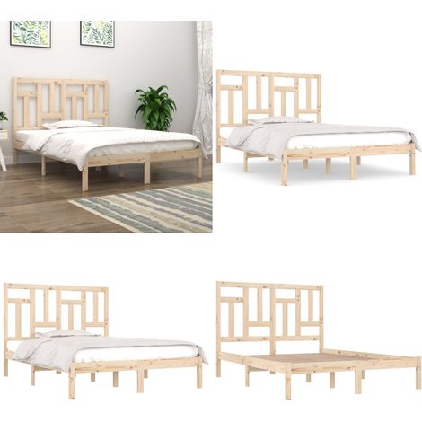 Cadre de lit sans matelas 135x190 cm bois massif - Cadre de lit bois - Lit en bois (1/5)