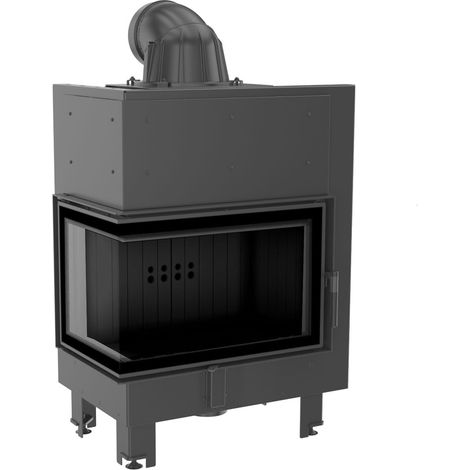 Kamineinsatz aus Stahl KRATKI MBM links 10kW Ø200 gebogenes Glas schwarz Verkleidung (1/5)