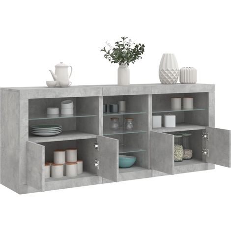 Sideboard mit LED-Leuchten Betongrau 181,5x37x67 cm